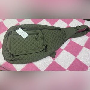 Vera Bradley Quilted Olive Green sling Backpack